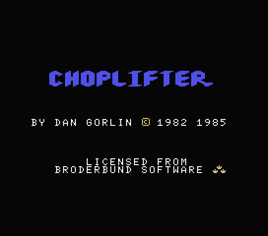 Choplifter title screen for MSX